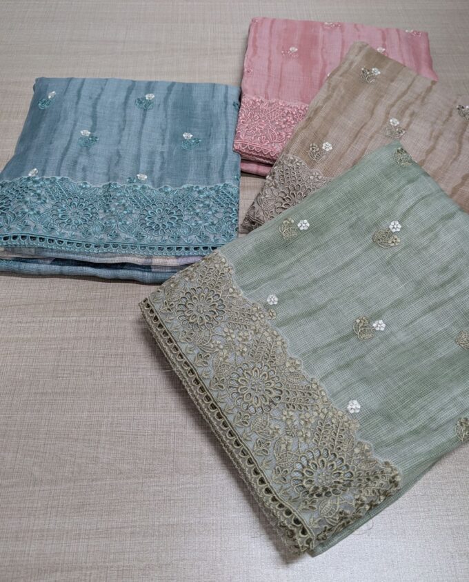 Embroidered Silky Kota Sets