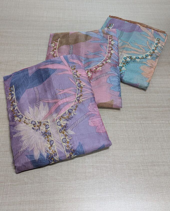 Hand Crafted Digital Printed Silk Sets