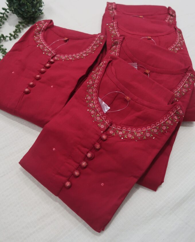 Embroidered Slub Linen Sets