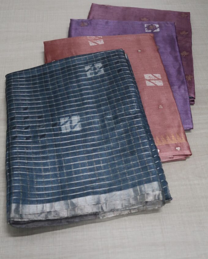 Discharge Printed Tussar Silk Sarees