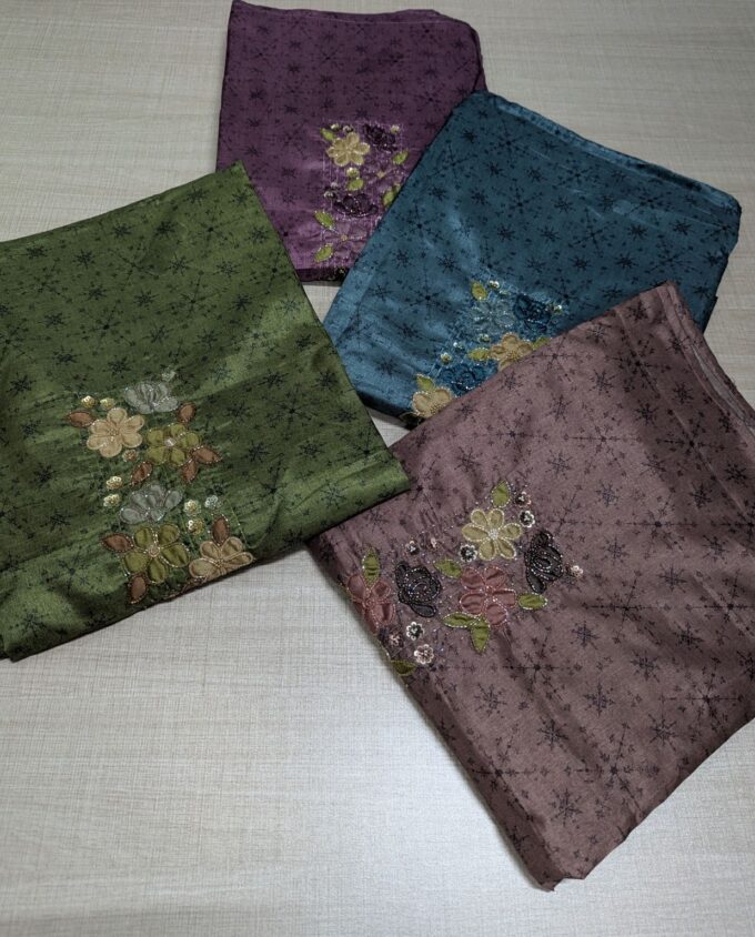 Applique and Hand Embroidery Semi Rawsilk Sets