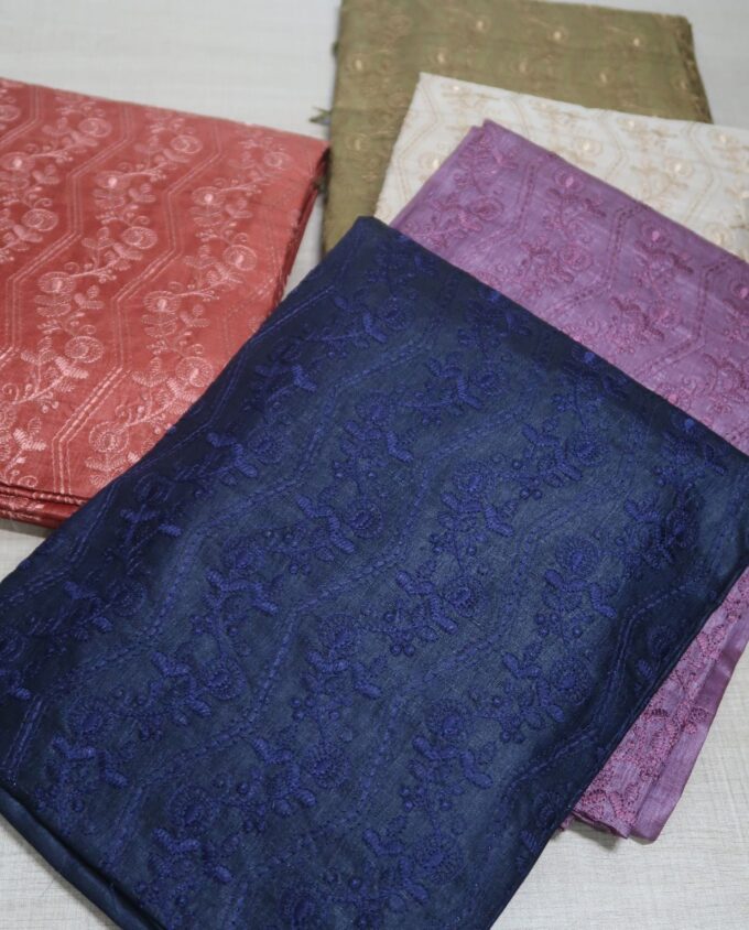 Embroidered Tussar Silk Sets