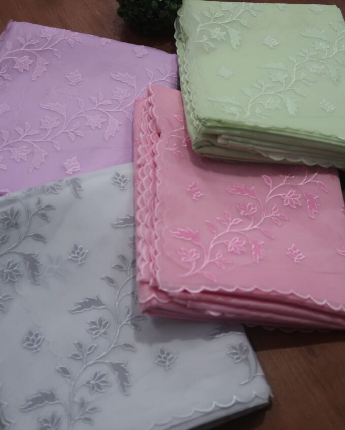 Applique Embroidered Organza Sarees