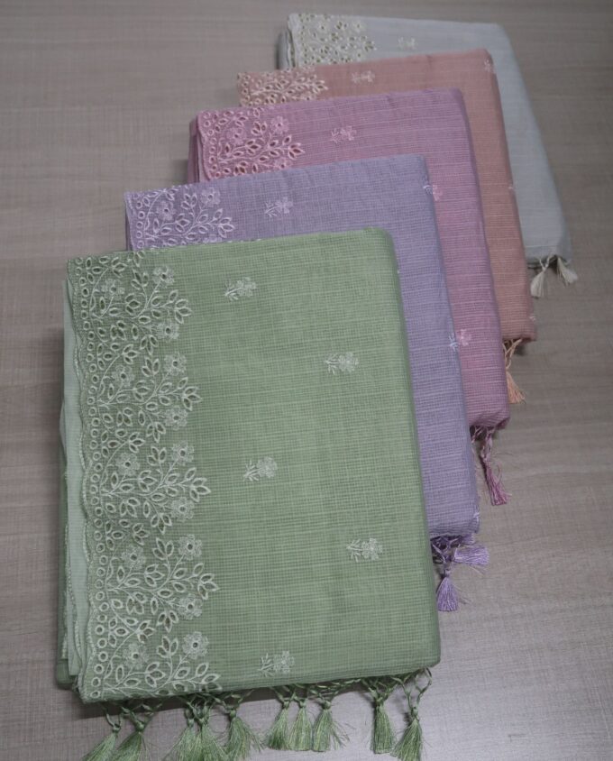 Cutwork on Munga Kota Sarees